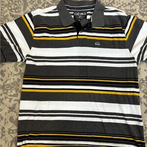 Ecko Unlimited Black and White Polo Shirt with Stripes